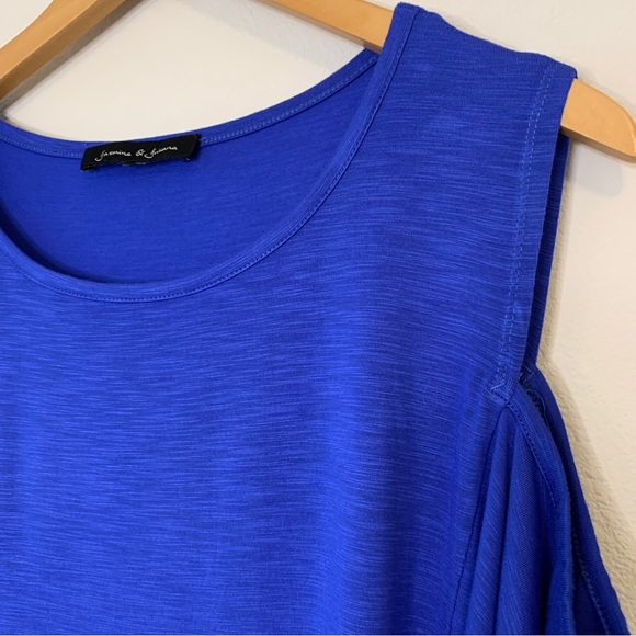 Jasmine & Juliana Blue Cold Shoulder Tunic Top - Picture 3 of 12